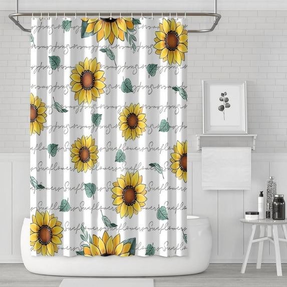 Waterproof Cute Sunflower Colorful Shower Curtain 72x72 Inch Boho Style Polyester Unique Shower Curtain for Bathroom Hotel Home Decor with 12 Plastic Hooks