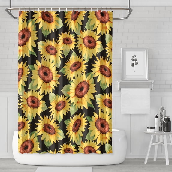Waterproof Cute Sunflower Colorful Shower Curtain 72x72 Inch Boho Style Polyester Unique Shower Curtain for Bathroom Hotel Home Decor with 12 Plastic Hooks