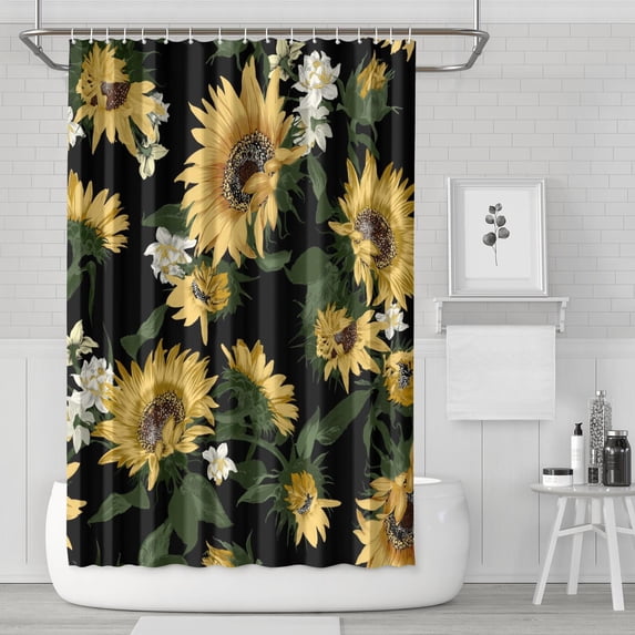 Waterproof Cute Sunflower Colorful Shower Curtain 72x72 Inch Boho Style Polyester Unique Shower Curtain for Bathroom Hotel Home Decor with 12 Plastic Hooks