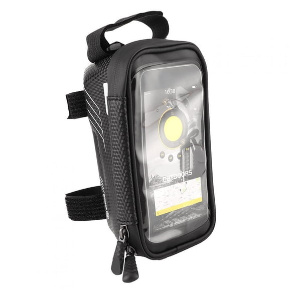 Waterproof Cycling Bike Handlebar Bag and Frame Storage Case - Hard Shell Bicycle Phone Holder for Road and Mountain Riding (7.5x4.3x3.1 Inches / 19.00x11.00x8.00 cm, 1L Capacity, Black)