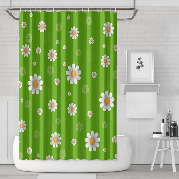 Waterproof Daisy Flower Shower Curtain 72x72 Inch Boho Style Polyester Unique Shower Curtain for Bathroom Hotel Home Decor with 12 Plastic Hooks