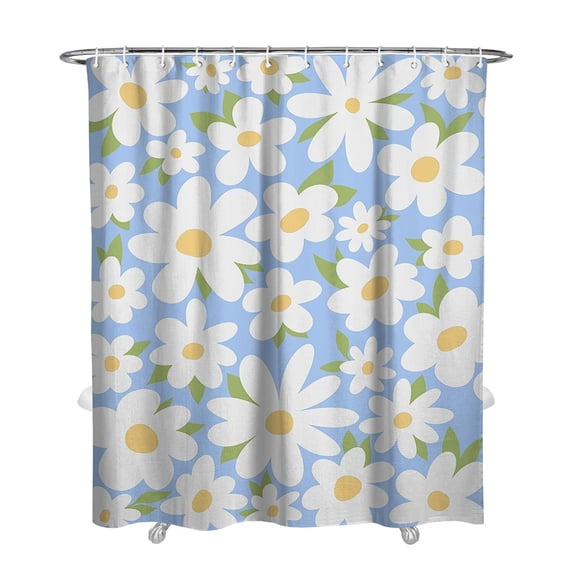Waterproof Daisy Shower Curtain 72x84 Inch Colorful Floral Polyester Unique Shower Curtain for Bathroom Hotel Home Decor with 12 Plastic Hooks