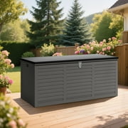 Waterproof Deck Box for Outdoor, 130GAL XXL Resin Storage Box Plastic Shed, Patio Toy Storage Furniture for Garden, Storag Bench Table for Porch