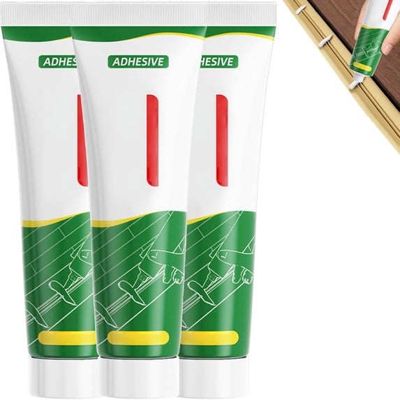 Waterproof Decorative Adhesive — Strong Bonding, Wood Floor Trim Glue, Wood Floor Edge Trim Adhesive, Waterproof Crack Filling Glue for Ceramic Tile Metal Decorative Edge (3pcs)