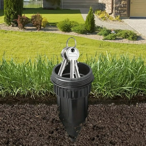 Waterproof Decorative Sprinkler Key Cash Hider | Outdoor Plastic Hidden Safe | Black, 4.53x2.17x2.17in | Lawn Garden Yard Concealed Storage Accessory