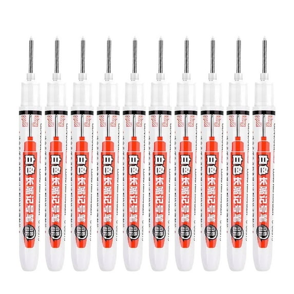 Waterproof Deep Hole Marker Pens Multi-purpose Quick-drying Markers 30mm Long Nib Markers for Carpenters-Builder 10 Pcs 20mm Long-nib Marker Pens Quick-drying Oil-based Marker Pen