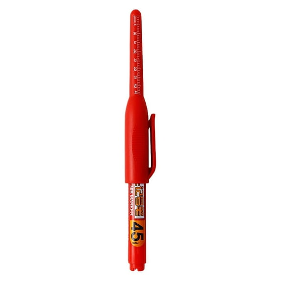Waterproof Deep Reach Markers, Long Nose in 1.5mm Felt Tip, 45mm Reach Permanent Pens, Deep Hole Carpenter Ink for Builders Construction (Red)