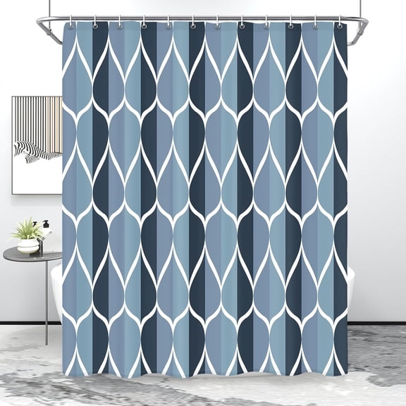 Waterproof Design and Polyester Quick Dry Weighted Hem, Bathroom Shower Curtain Set, Machine Washable, with 12 Hooks