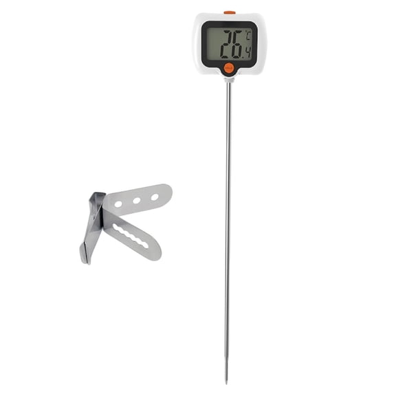 Waterproof Digital Candy Thermometer with Swivel Head, LR44 Battery, Pot Clip Backlit LCD for Candy Making, Deep Frying & Baking, Measurement Range -50 to 300°C (-58 to 572°F), 1Pc(White,11.8x0.2")