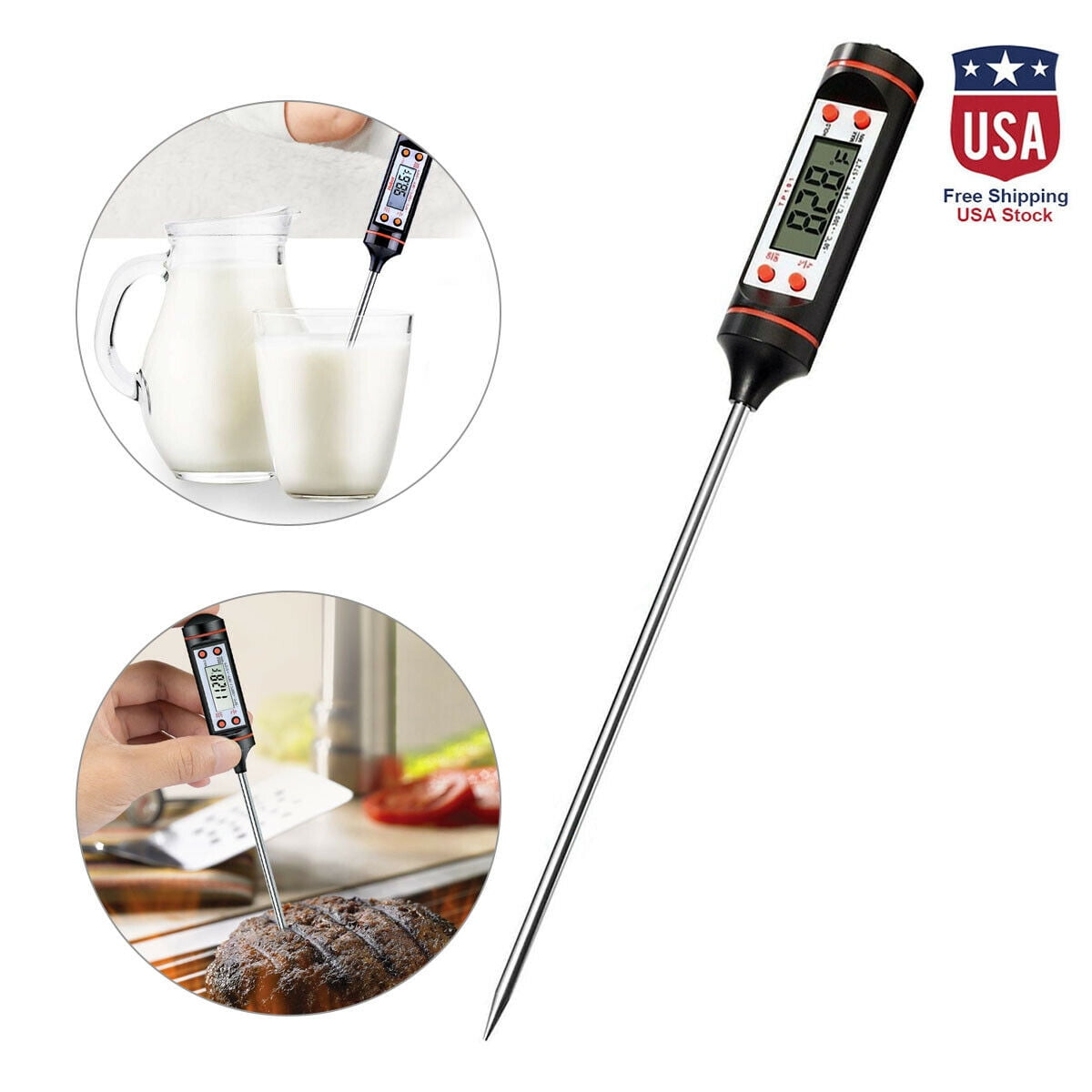 Waterproof Digital Candy Thermometer with Pot Clip, 5.7" Long Probe