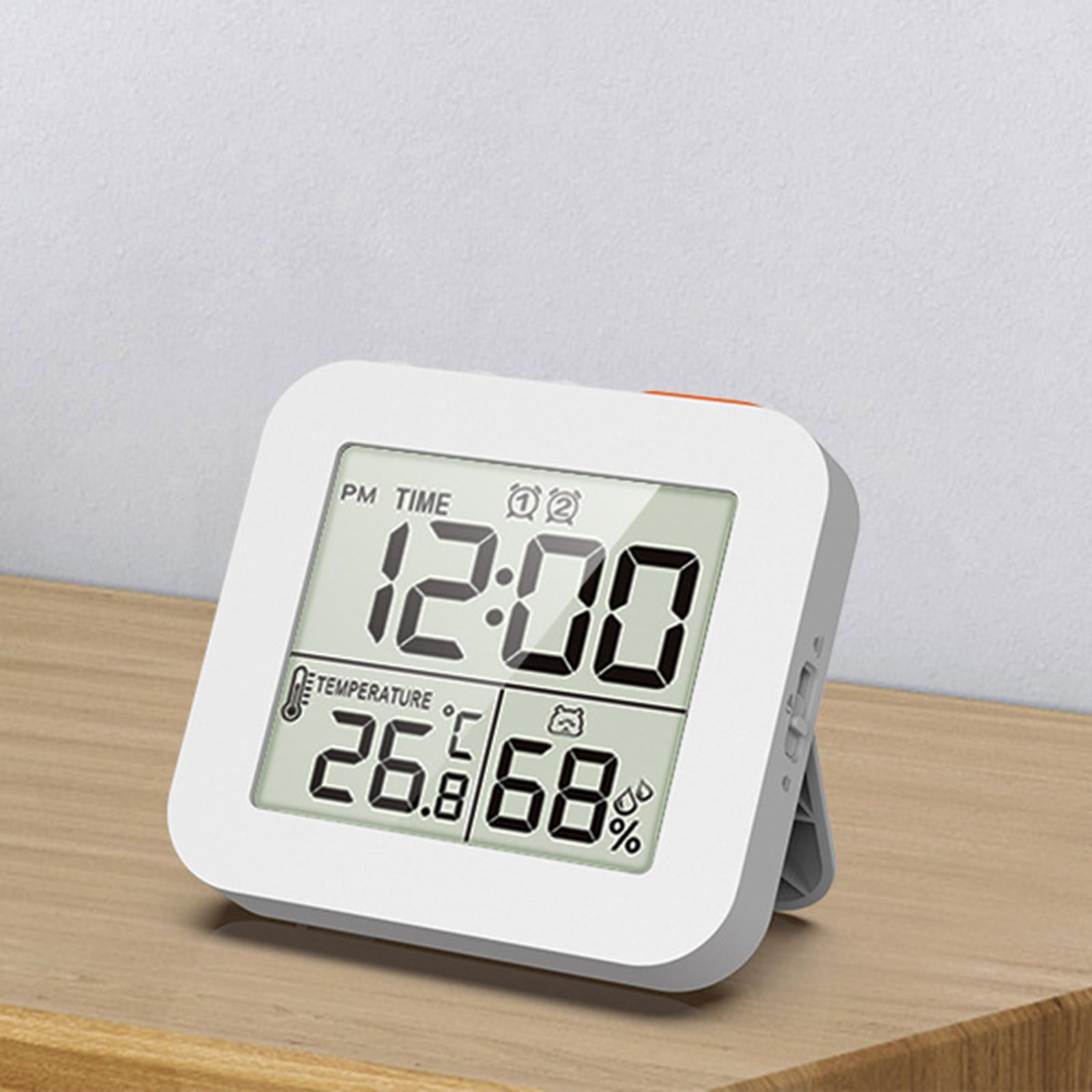 Waterproof Digital Clock with Alarm, Battery Powered Timer Clock Humidity Meter Thermometer Date