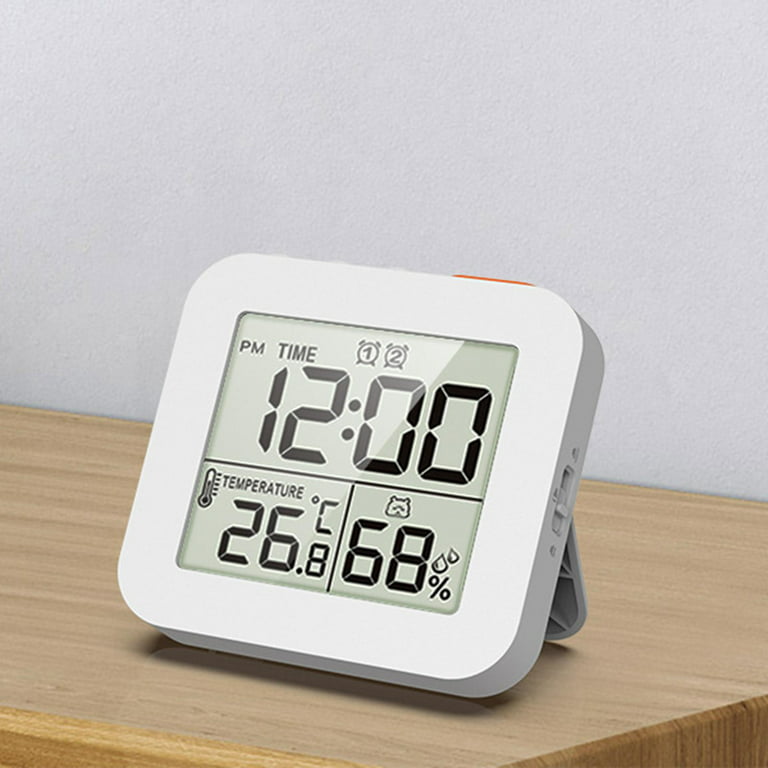 LCD Digital Thermometer Hygrometer Electronic Temperature Humidity Meter  Indoor Humidity Monitor 12/24H Alarm Clock Function