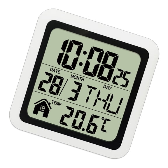 Waterproof Digital Clock With Multiple Language Week Display with Temperature Time Date Suction Cup Wall Mount