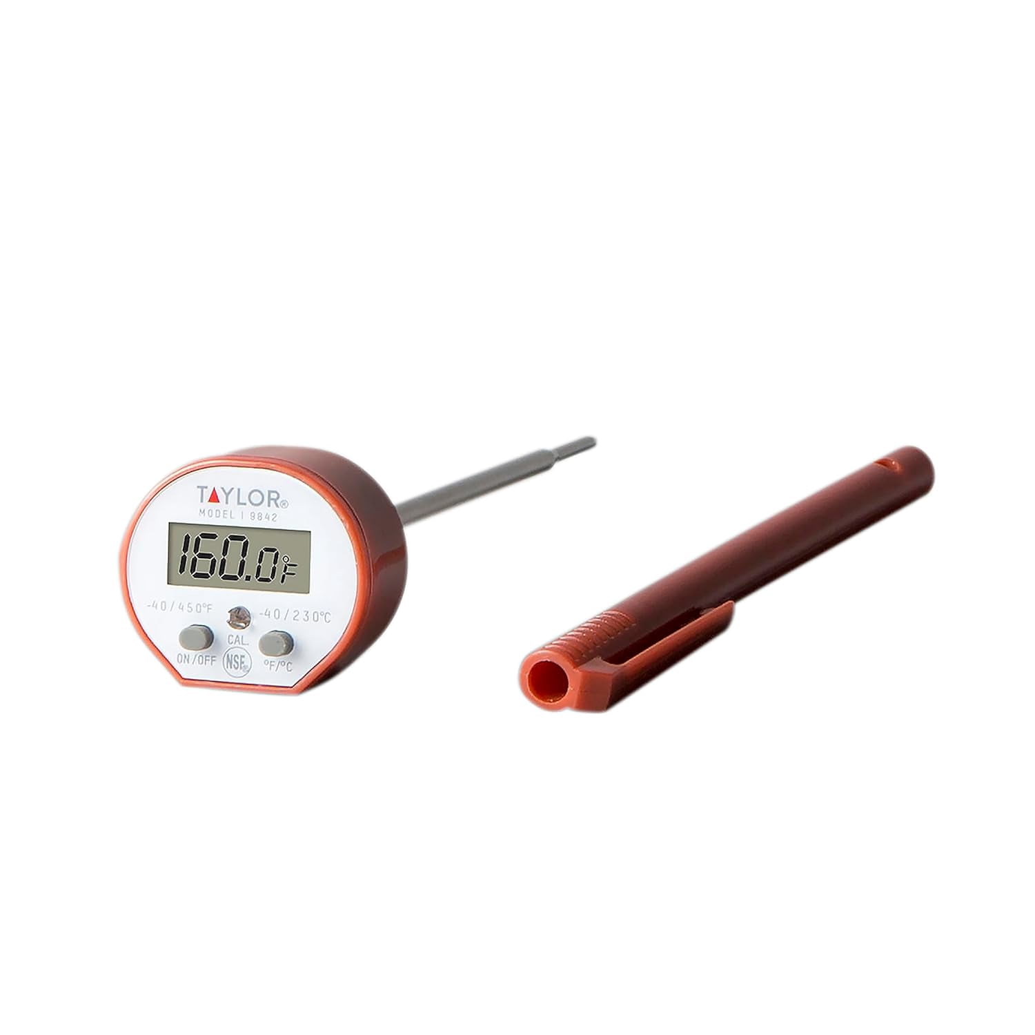Waterproof Digital Instant Read Thermometer For Cooking, BBQ, Grilling, Baking, And Meat, Comes With Pocket Sleeve Clip, Red