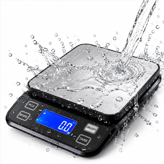 Waterproof Digital Kitchen Scale 0.1g/0.001oz Precision, Stainless Steel Electronic with 3 Power Options (Rechargeable/AAA/Built-in), 10 Units Conversion, Smart Standby, 5kg/11lb Capacity