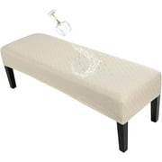Waterproof Dining Bench Cover, Stretch Washable Bench Covers Slipcover, Rectangle Benches Seat Covers for Dining Room Living Room KitchenBeige
