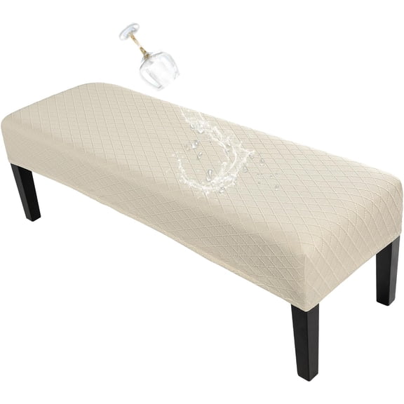 Waterproof Dining Bench Cover, Stretch Washable Bench Covers Slipcover, Rectangle Benches Seat Covers for Dining Room Living Room Kitchen(Beige)