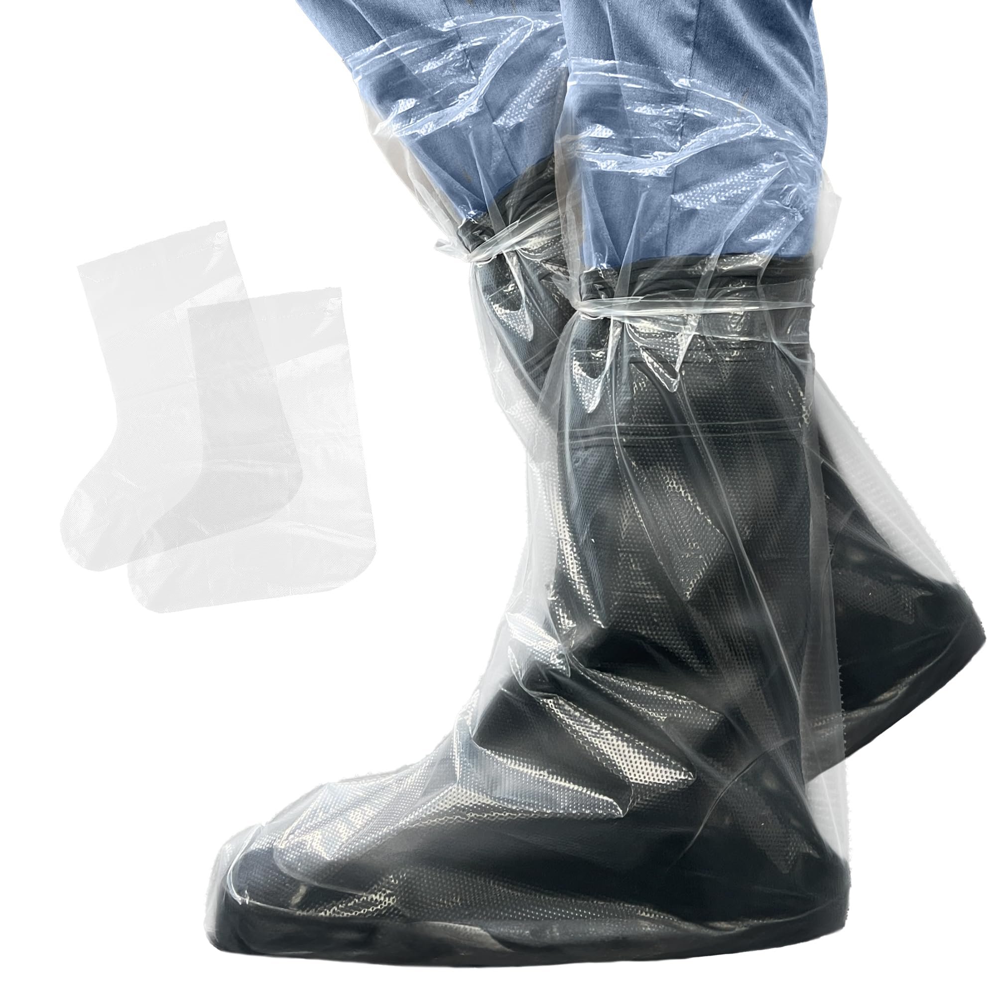 Lot De 100 Surchaussures Jetables XL étanches Transparentes - Antidérapantes