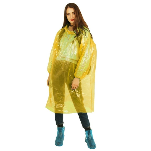 Waterproof Disposable Rain Ponchos - Thick Emergency Raincoat with Hood for Adults - Packable Travel Rain Jacket for Ocean Park, Hiking, Weddings (43.31" x 23.62") - Bulk Family Pack