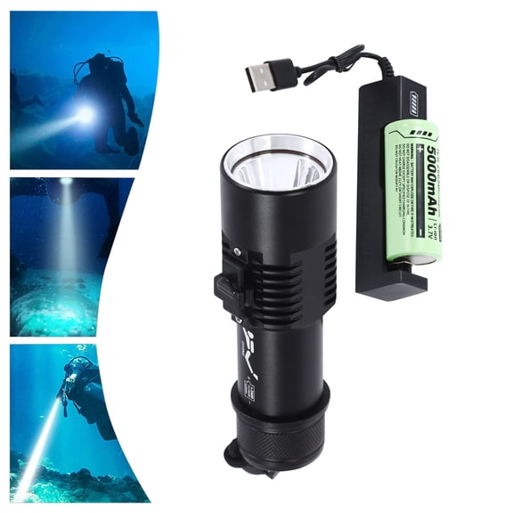 Waterproof Diving Light, 400 Lumen LED, 100m Depth Rated, USB Rechargeable, Aluminum Alloy, Adjustable White Light & Flash Modes, with Dive Lanyard