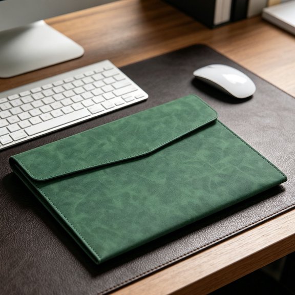 Waterproof Document Organizer Faux Leather File Folder Portable Business Envelope Pouch For Office Green