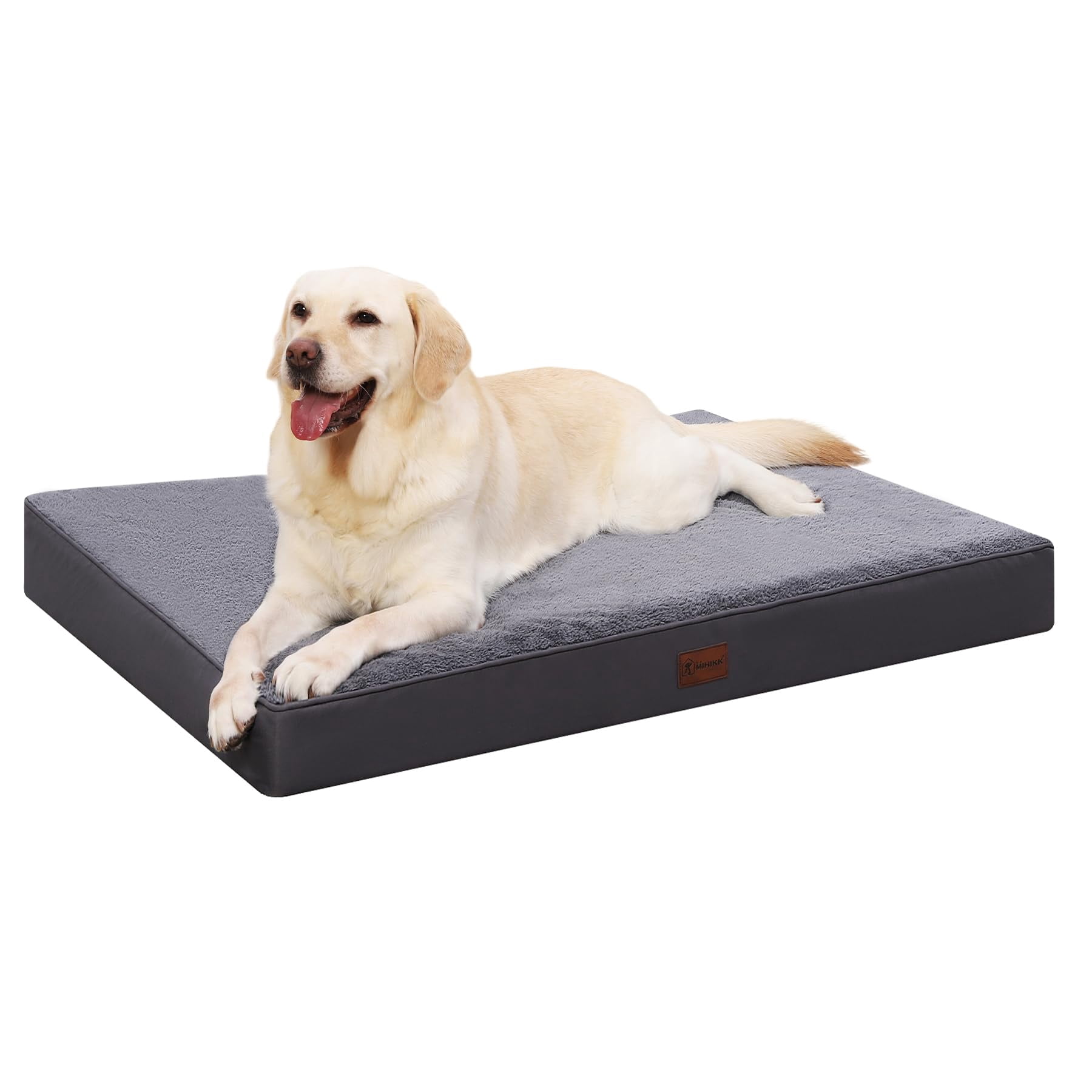 Waterproof Dog Bed Medium Size Beds For Crate With Removable Washable Cover Egg-crate Foam Pet Pad Mat Anti-slip Bottom  35x22 Inch Grey