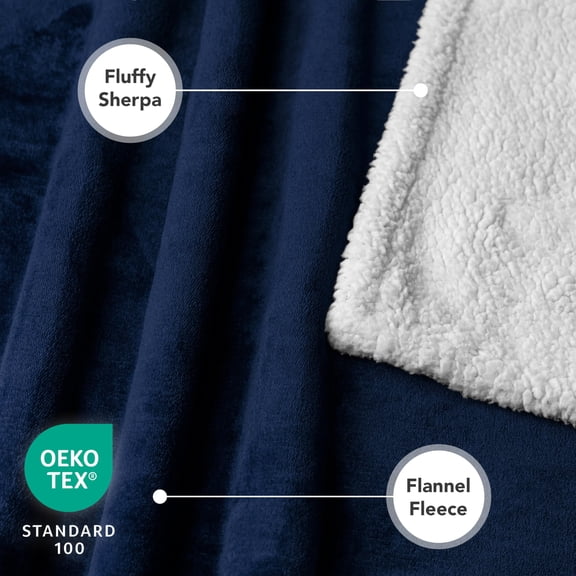 Waterproof Dog Blanket For Couch Large 60x40 Pee Proof Sherpa Fleece Reversible Pet Throw Furniture Protector Bed Sofa Kennel Soft Washable Cover Medium Dogs Cats Navy Blue
