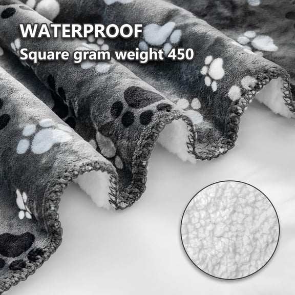 Waterproof Dog Blanket, Pattern Printing Super Soft Warm Fluffy Facecloth Sofa Car Bed Protector, Urine Proof Washable Outdoor Pet Blanket(paw & Bone40*30)