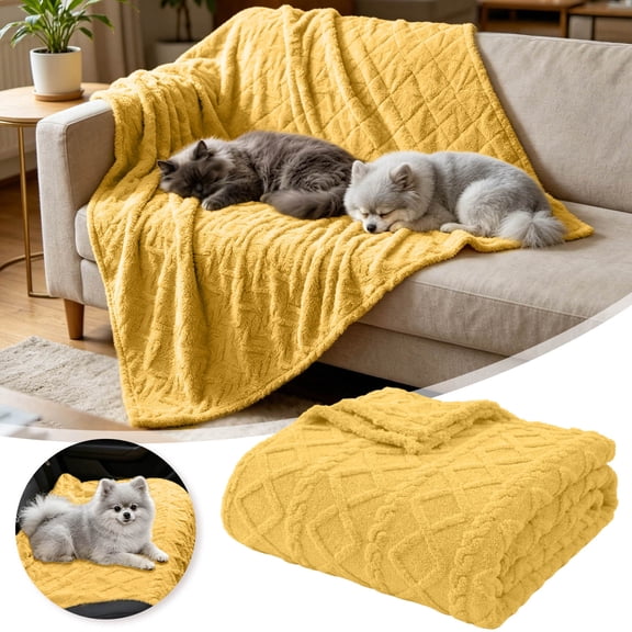 Waterproof Dog Blanket, Soft Faux Fur Throw with Fur-Resistant Fleece, Washable Pet Blanket, Waterproof Protection for Couch, Bed, Furniture, Crate, Car(39X27")