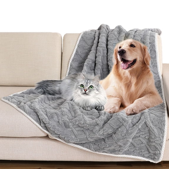 Waterproof Dog Blanket for Large Dogs & Cats, Reversible Sofa Protector Mat, Machine Washable & Non-Slip Pet Throw Gray