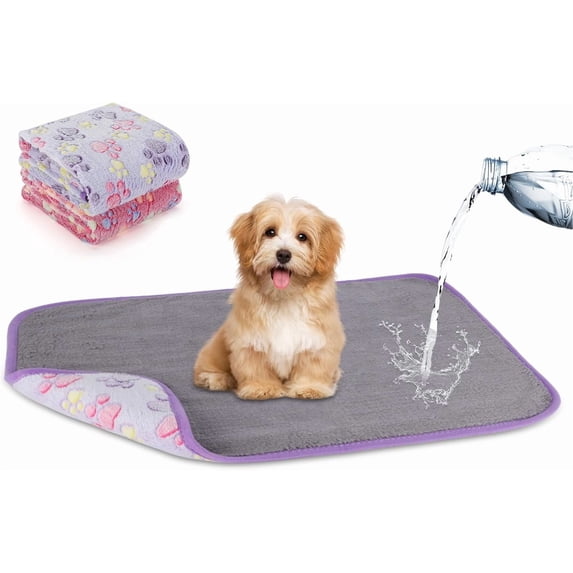 Waterproof Dog Blankets, 2 Pack Washable Dog Blankets for Bed Couch Sofa Protector Fleece Flannel Puppy Blanket Soft Plush Reversible Throw Blanket for Small Dogs Puppy Cat 23"×16"(Purple+Pink)