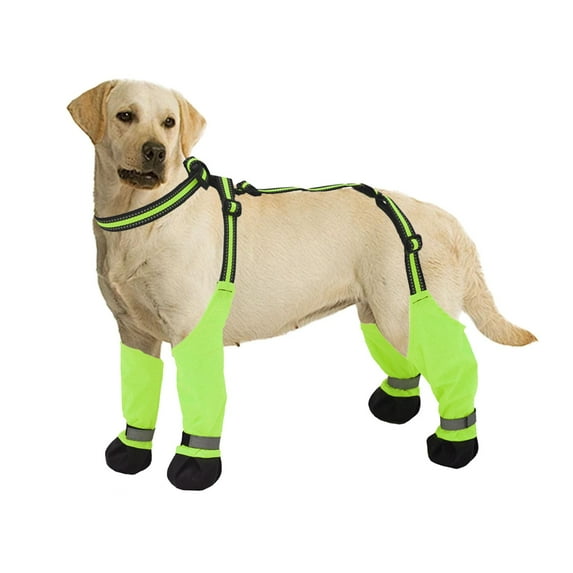 Waterproof Dog Boots, Anti-Slip Adjustable Dog Paw Protectors, Reflective Dog Boots with Suspenders, Dirty-Proof Dog Shoes for Small Medium Large Dogs Outdoor Walking Running Hiking Green M
