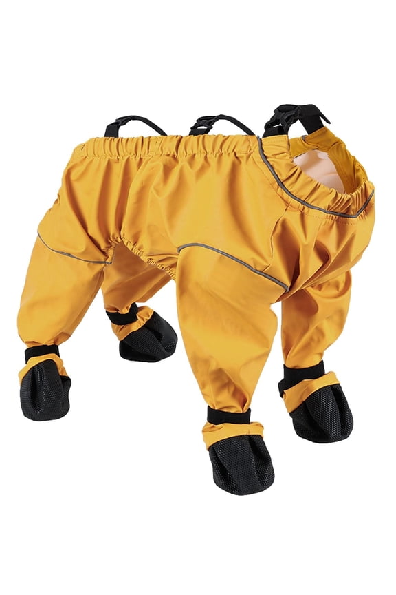 Waterproof Dog Boots Leggings for Extra Small Dogs, Full-Leg Paw Protection with Anti-Slip Soles, Adjustable Suspenders,Dirt-Proof Outdoor Walking,Running,Hiking Dog Shoes,dog boot leggings,Yellow XS