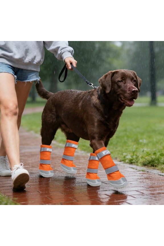 Waterproof Dog Boots,Non- Reflective Dog Shoes for Outdoor Walking Running&Hiking-4PCS Lightweight Breathable Paw Protectors,All Weather Protection for Medium Large Dogs,Durable Dog Booties(50)