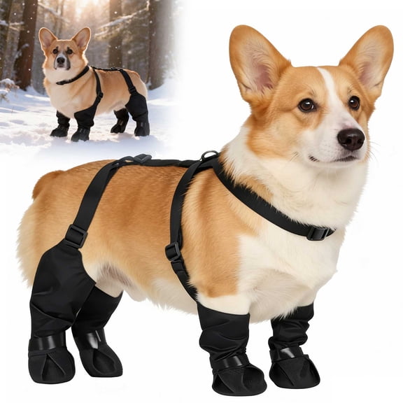 Waterproof Dog Boots for Small/Medium Dogs, TSV Dog Paw Protectors Anti-Slip Dog Suspender Boots for Outdoor Walking