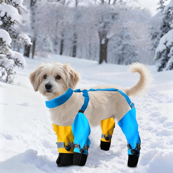 Waterproof Dog Boots with Suspenders Anti-Dirt Paw Protectors Non- Outdoor Rain and Mud Gear for Dog Walks(Yellow,XS)