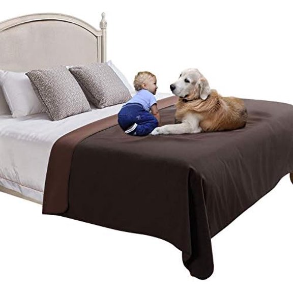 Waterproof Dog Cat Blanket Cover - Reversible Pet Blankets Washable Puppy Pee Blanket Throw(Chocolate Brown/Brown,60 x 80 Inches)