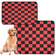 Waterproof Dog Cat Pet Mat with Plush Absorbent Surface & Non-Slip Dotted Base, Leakproof Dog Cat Mat for Couch,Car Seat,Floor Protection Black and Red Checkered Pattern