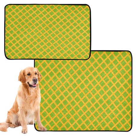 Waterproof Dog Cat Pet Mat with Plush Absorbent Surface & Non-Slip Dotted Base, Leakproof Dog Cat Mat for Couch,Car Seat,Floor Protection Light Yellow Check Pattern