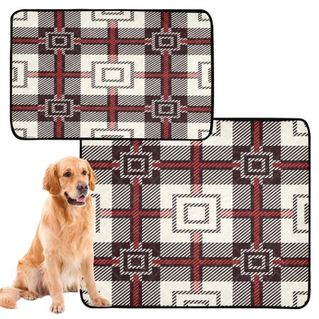 Waterproof Dog Cat Pet Mat with Plush Absorbent Surface & Non-Slip Dotted Base, Leakproof Dog Cat Mat for Couch,Car Seat,Floor Protection White and Red Checkered Pattern