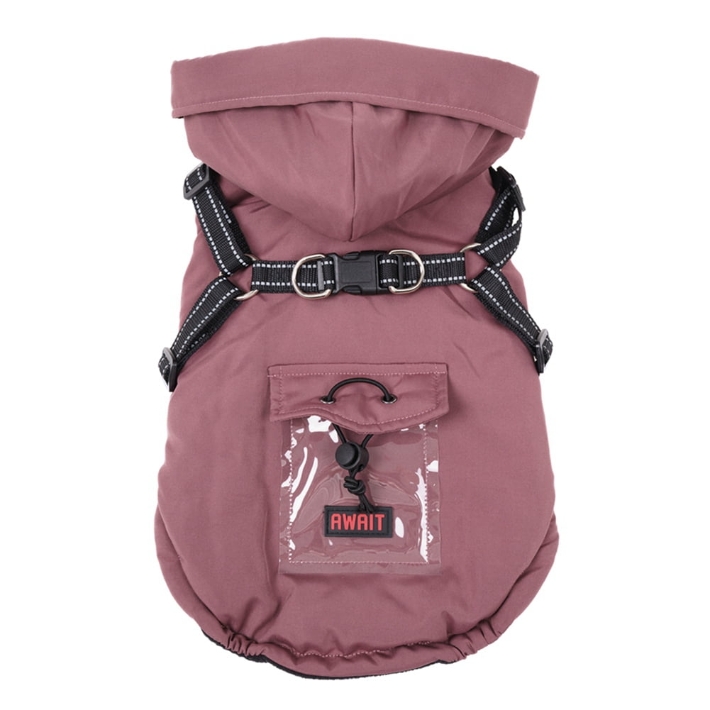 Waterproof Dog Coat, Winter Dog Hoodie with Transparent Pocket, Warm ...
