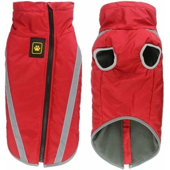 Waterproof Dog Coat Winter Warm Jacket Windproof Puppy Clothes Reflective Vest for Small Medium Large Dogs - Fleece Lining, with Harness Hole, Red(3XL)