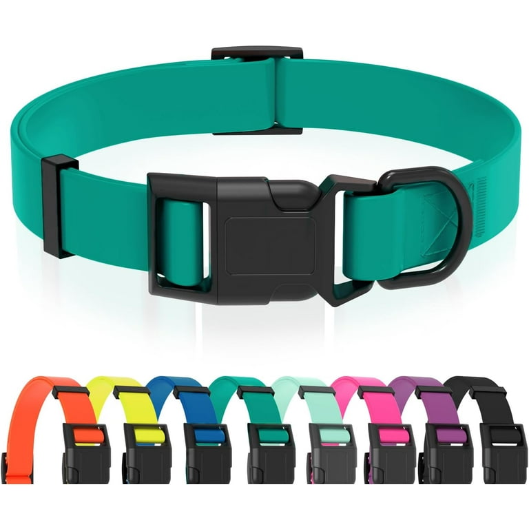 Waterproof Dog Collar Easy To Clean Rubber Dog Collars With Quick Release Buckle Fits Small Medium Or Large Dogs Emerald Green S 9.5 14.1 Inch