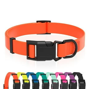Waterproof Dog Collar, Easy to Clean Rubber Dog Collars with Quick Release Buckle Fits Small Medium or Large Dogs (Orange, M