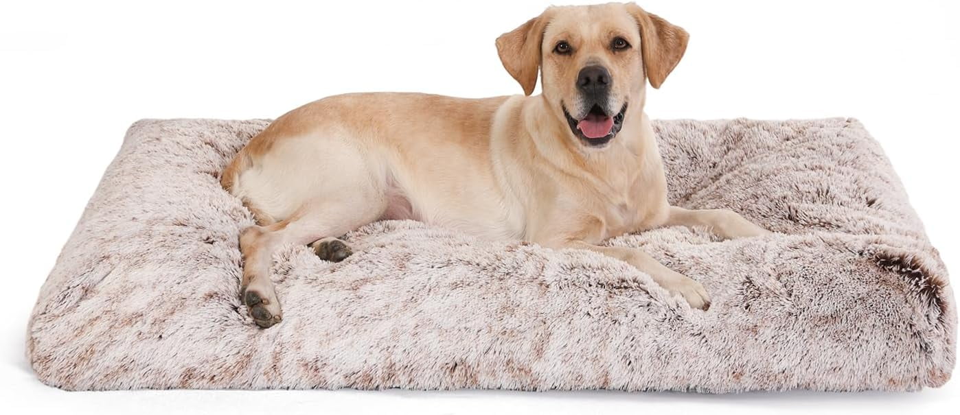 View of Waterproof Dog Crate Bed,Plush Dog Bed with Removable Washable Cover ...