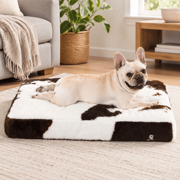Cow Db Waterproof Dog Crate Bed Plush With Removable Washable Cover Faux Pad ...