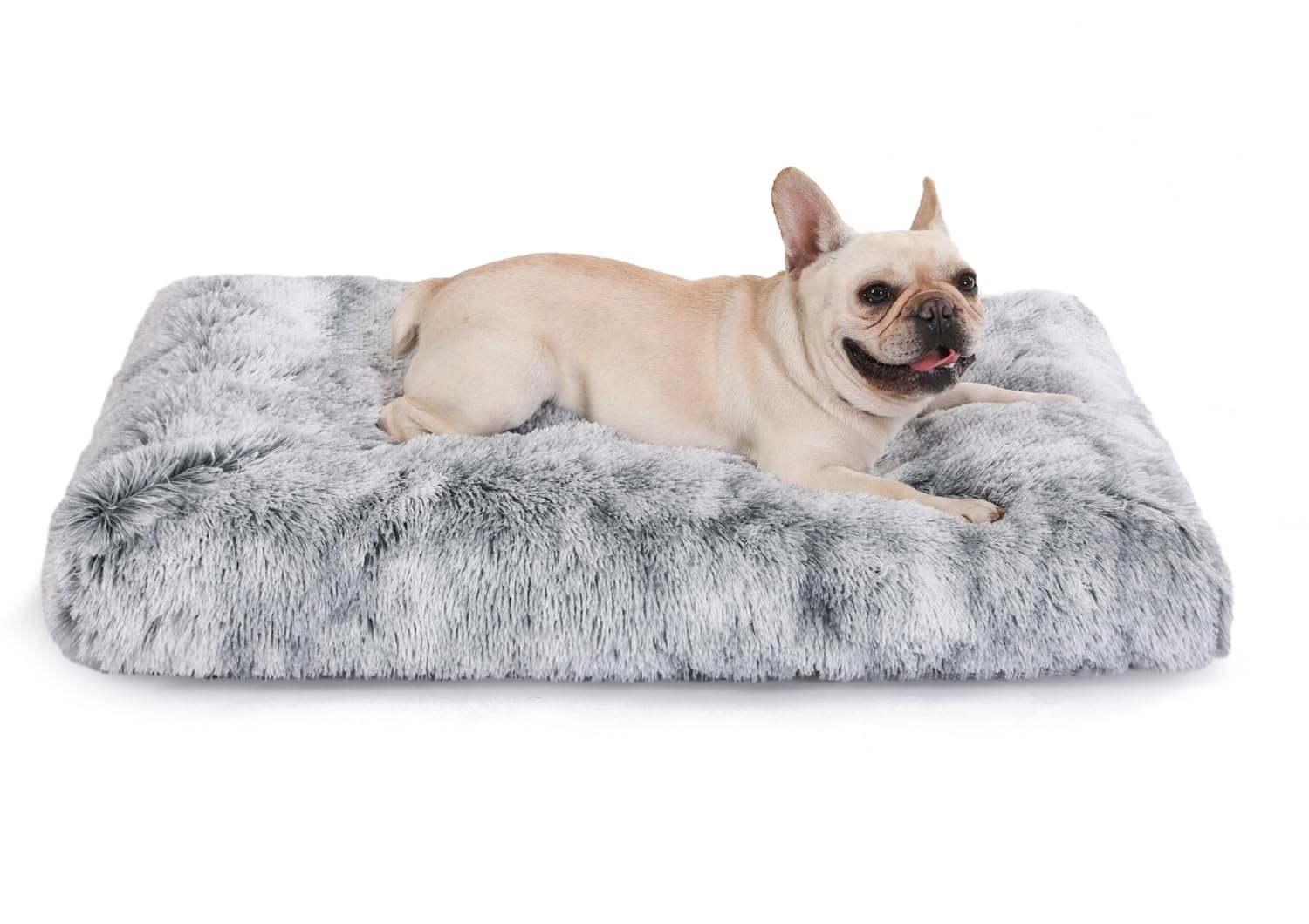 Waterproof Dog Crate Bed With Removable Washable Cover  Plush Faux Pad For Large Dogs Fluffy Kennel 35"x23" Dark Grey
