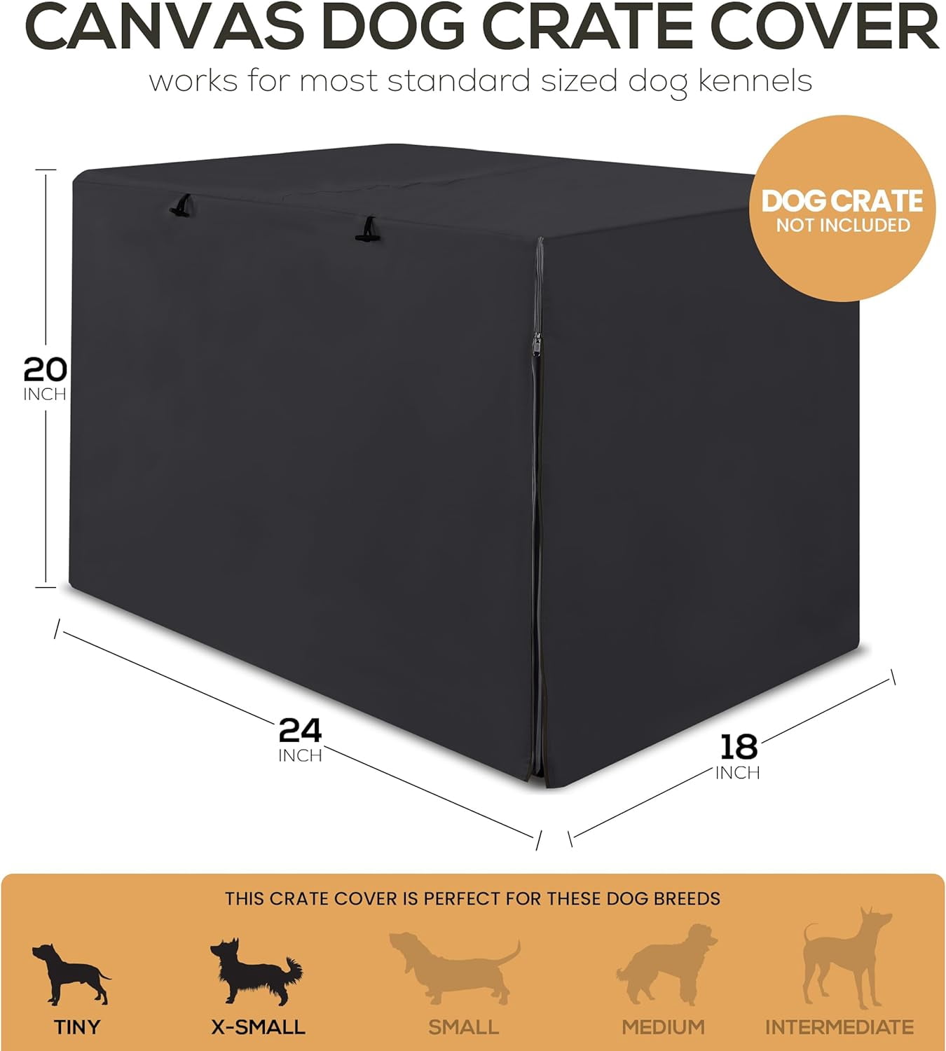 Visual Reference: Waterproof Dog Crate Cover 24 Inch Black Heavy Duty Fit