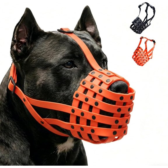 Waterproof Dog Muzzle, Sturdy Basket Muzzles for Medium Large Dogs Pitbull Rottweiler to Prevent Biting Scavenging in Grooming Training, Lightweight and Washable (Black, M Snout Cir: 9.85"-12")
