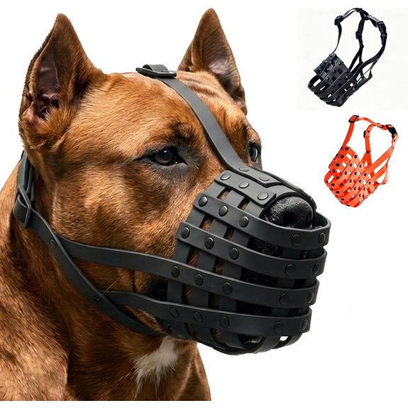 Waterproof Dog Muzzle, Sturdy Basket Muzzles for Medium Large Dogs Pitbull Rottweiler to Prevent Biting Scavenging in Grooming Training, Lightweight and Washable (Black, M Snout Cir: 9.85"-12")